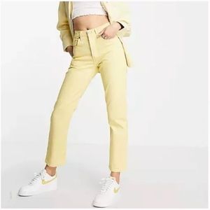 Levi's 501 Original High Rise Cropped Jeans in Natural Dyed Yellow Premium Sz 25